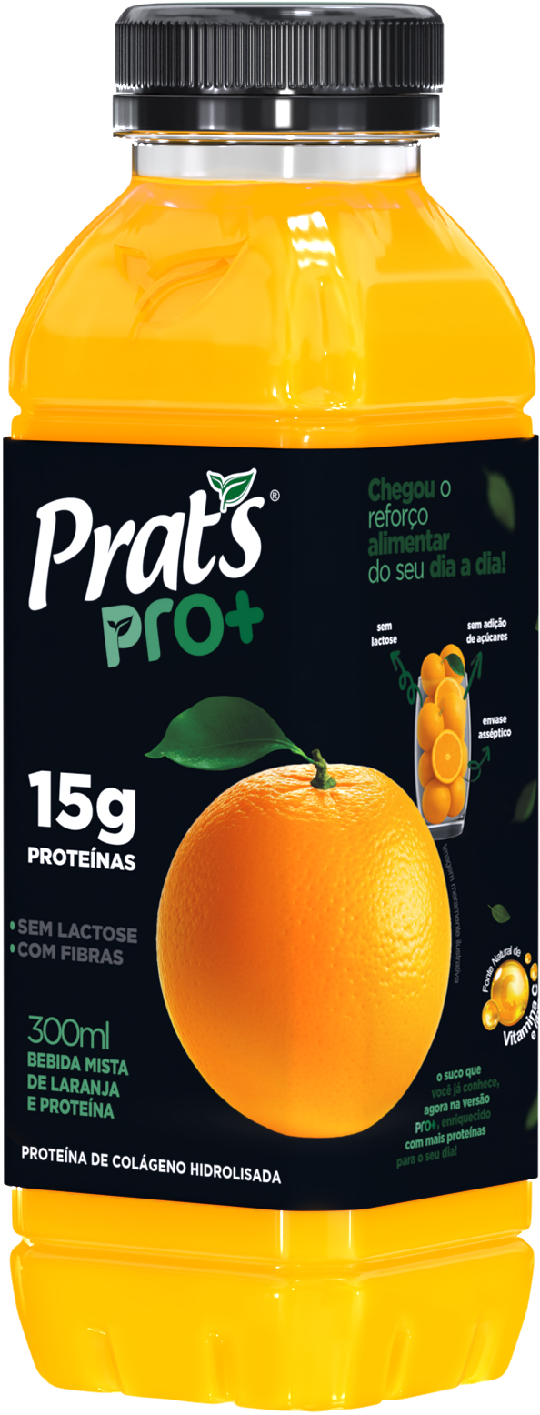 Garrafa Prat’s PRO+ de laranja com 15 g de proteína, 300 ml