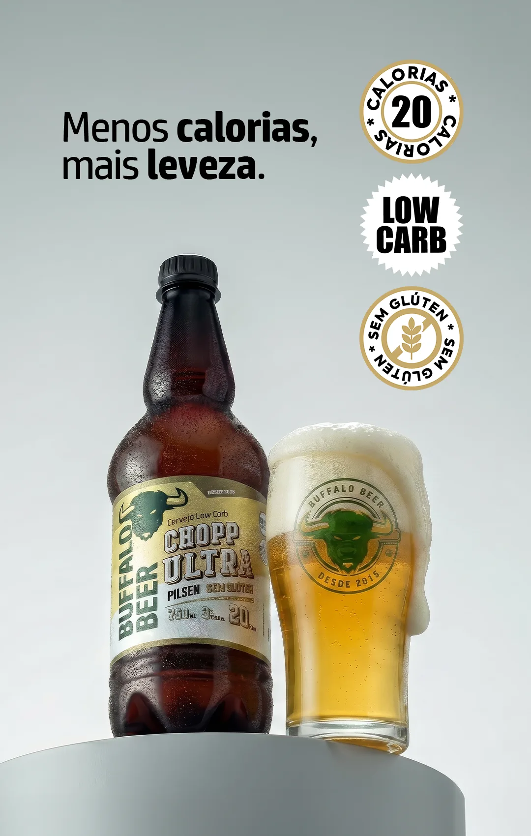 Buffalo Beer Chopp Ultra Pilsen 750 ml com copo