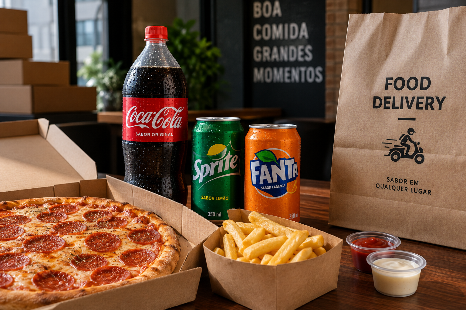 comida e bebidas sob uma mesa