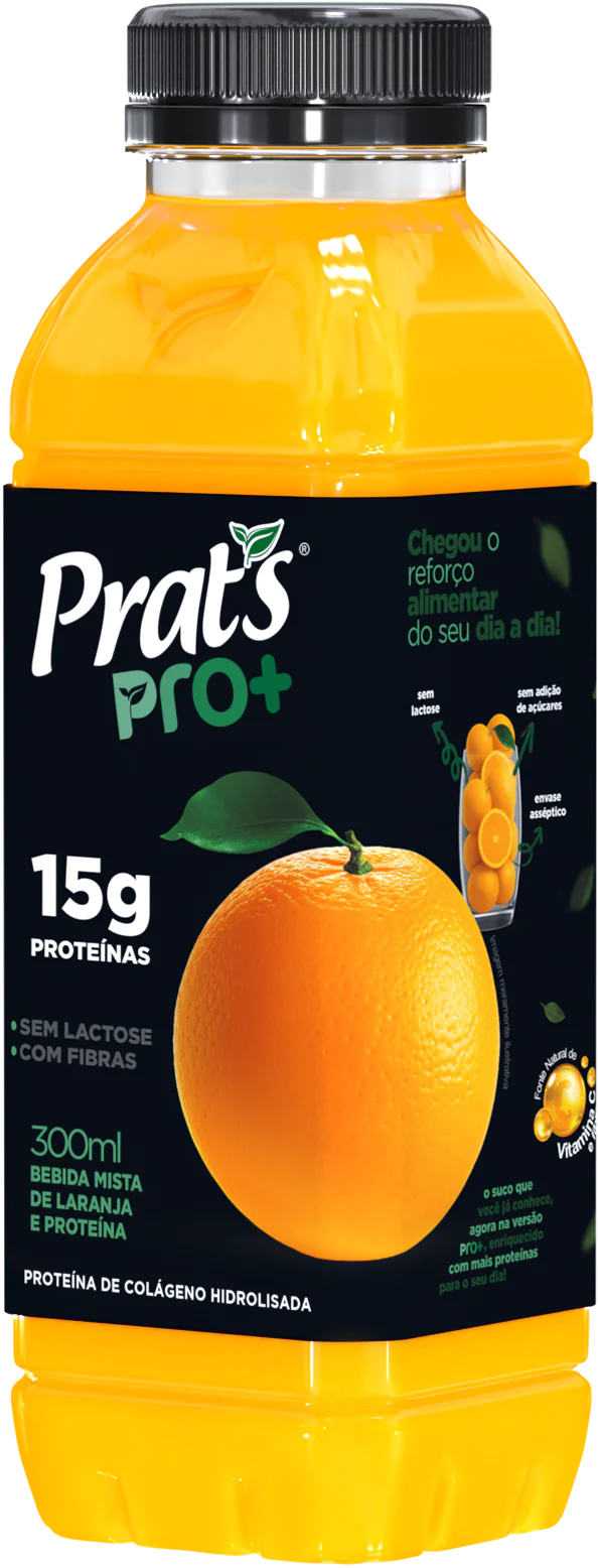 Garrafa Prat’s PRO+ de laranja com 15 g de proteína, 300 ml